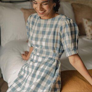 NWT Olive Co Blue Gingham Dress S